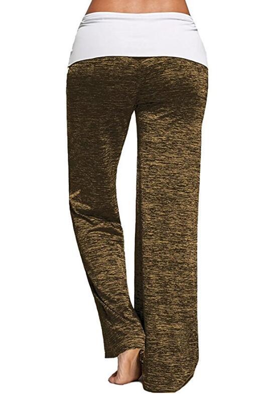 SZ60026-1 Женские свободные леггинсы для йоги с широкими штанинами Foldover Heather